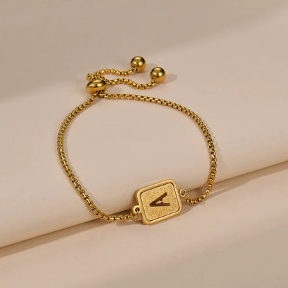 Square Initial Adjustable Bracelet