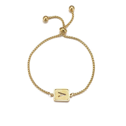 Square Initial Adjustable Bracelet