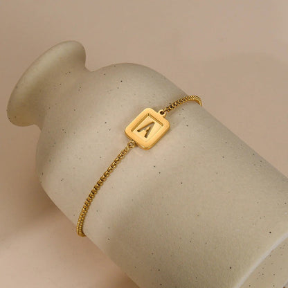 Square Initial Adjustable Bracelet