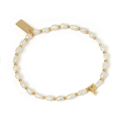 Pearl & Initial Bar Bracelet