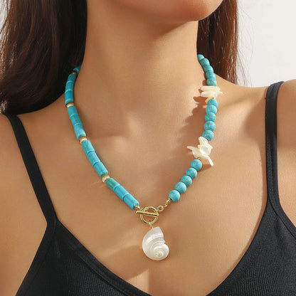 Turquoise Square & Teardrop Layered Necklace