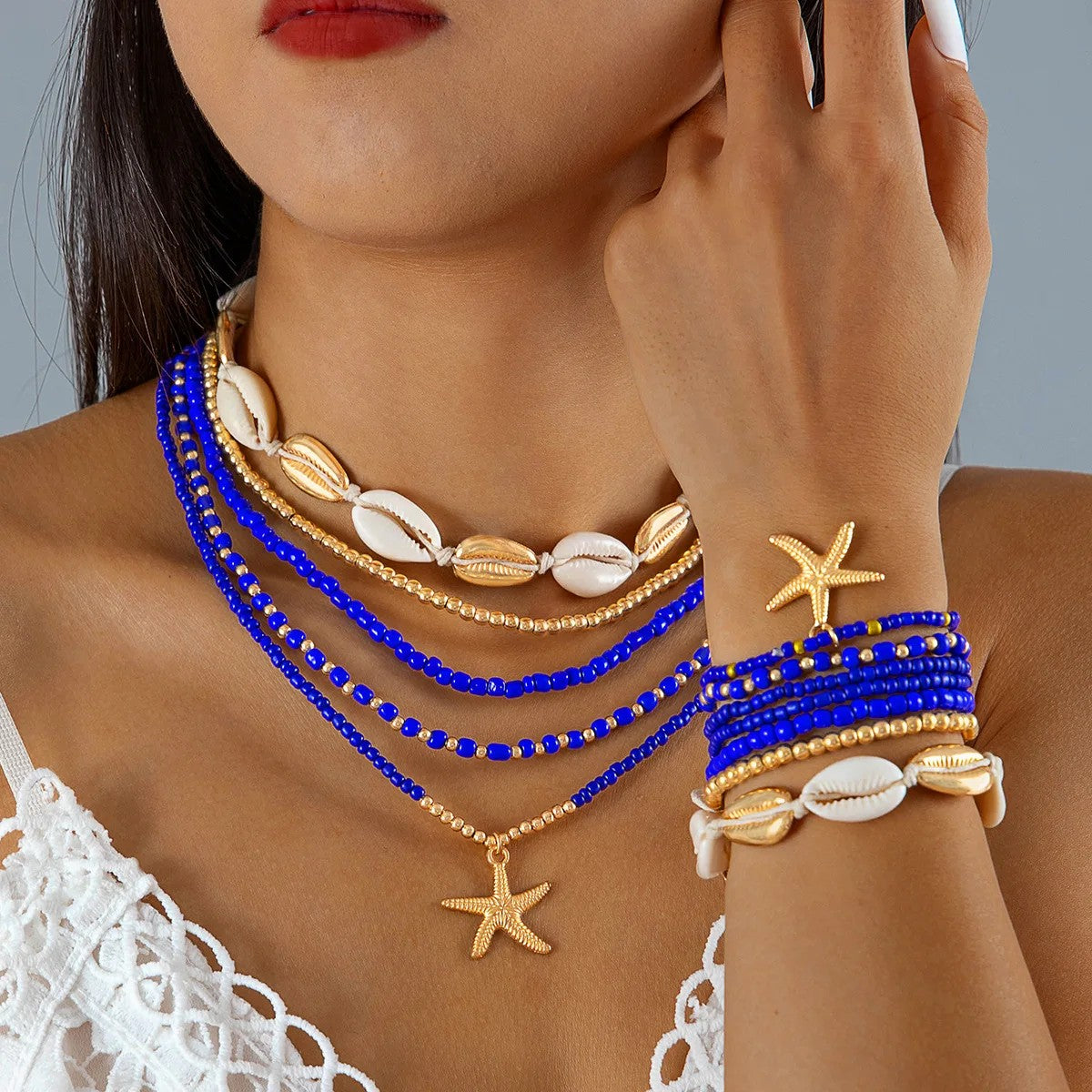 Starfish Shell Layered Jewelry Set