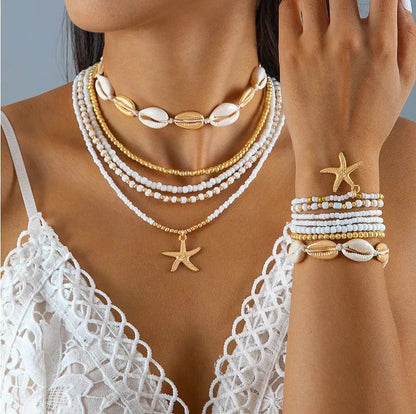 Starfish Shell Layered Jewelry Set
