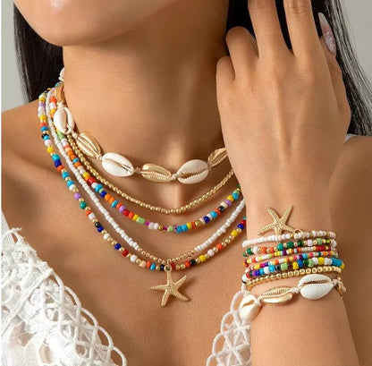 Starfish Shell Layered Jewelry Set