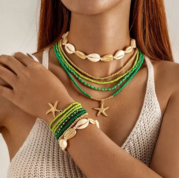Starfish Shell Layered Jewelry Set