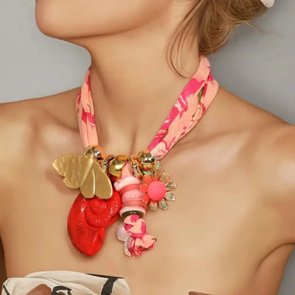 Floral Scarf Charm Necklace