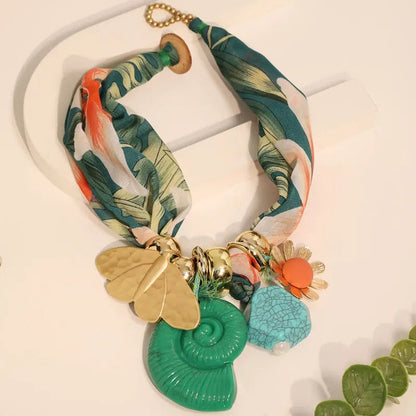 Floral Scarf Charm Necklace