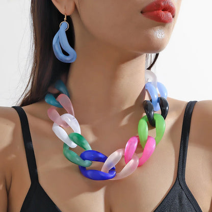 Turquoise Chunky Chain Necklace Set