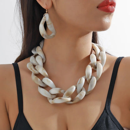 Turquoise Chunky Chain Necklace Set