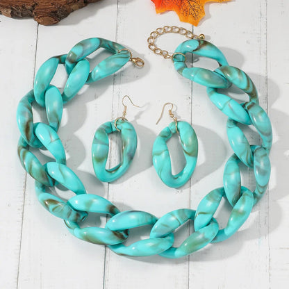 Turquoise Chunky Chain Necklace Set