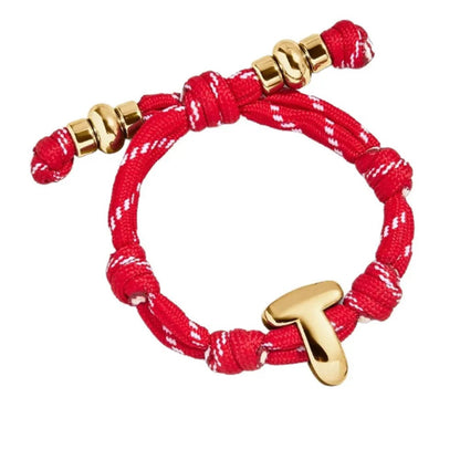 Red Rope Initial Knot Bracelet