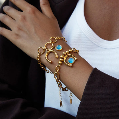 Blue Horseshoe Charm Bracelet