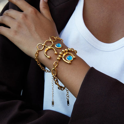 Blue Horseshoe Charm Bracelet