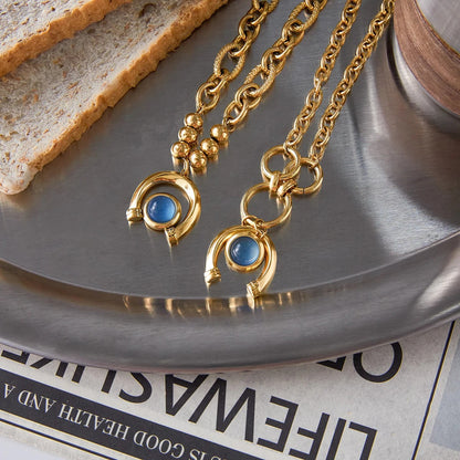 Blue Horseshoe Charm Bracelet