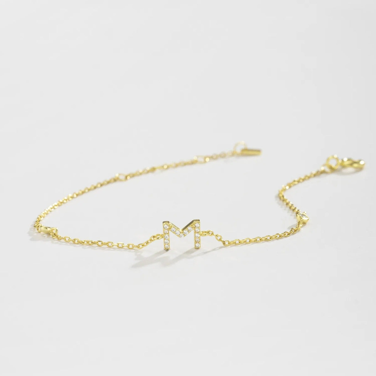 Crystal Initial M Link Bracelet