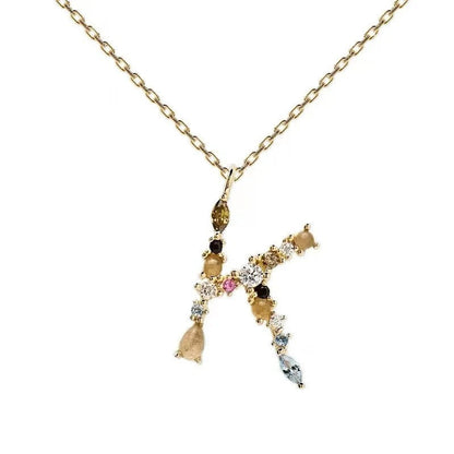 Colorful Zircon Initial Necklace