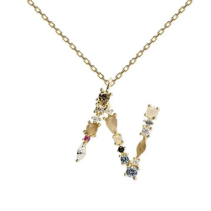 Colorful Zircon Initial Necklace