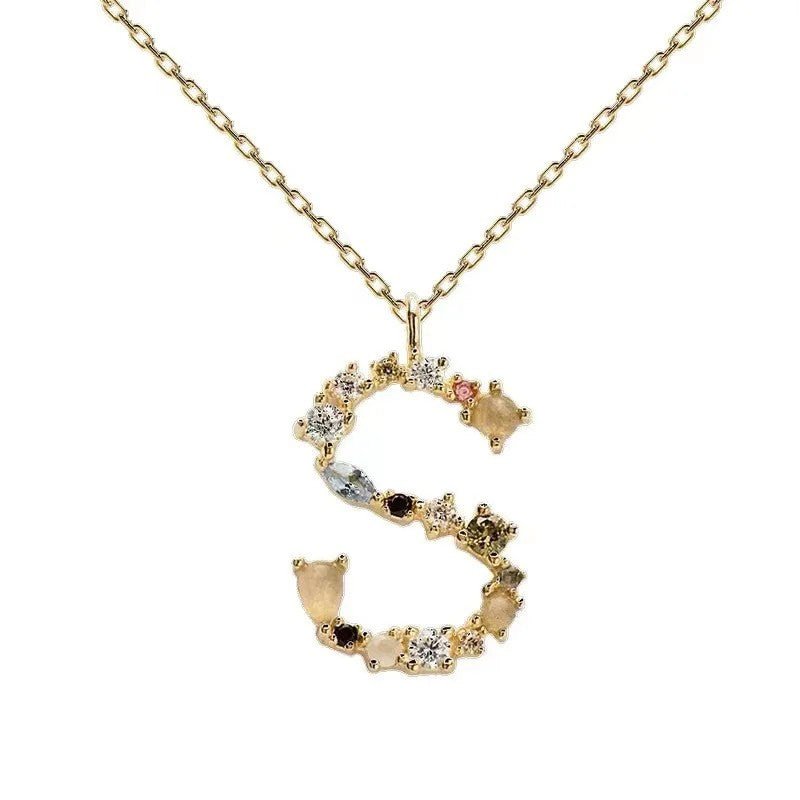Colorful Zircon Initial Necklace