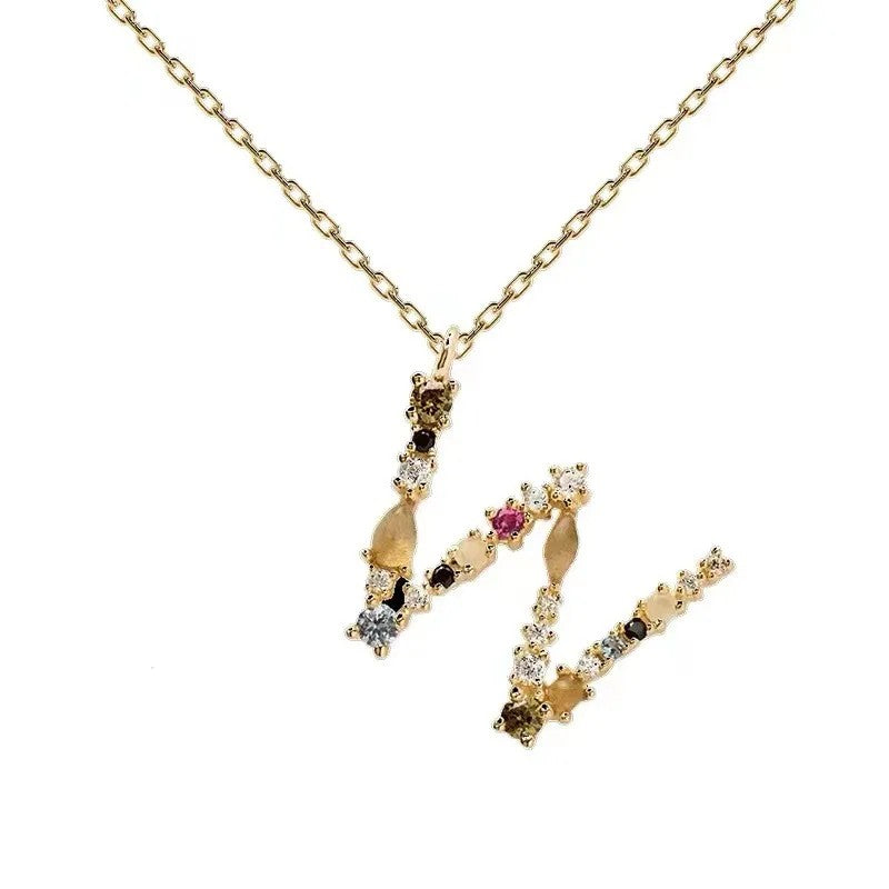 Colorful Zircon Initial Necklace