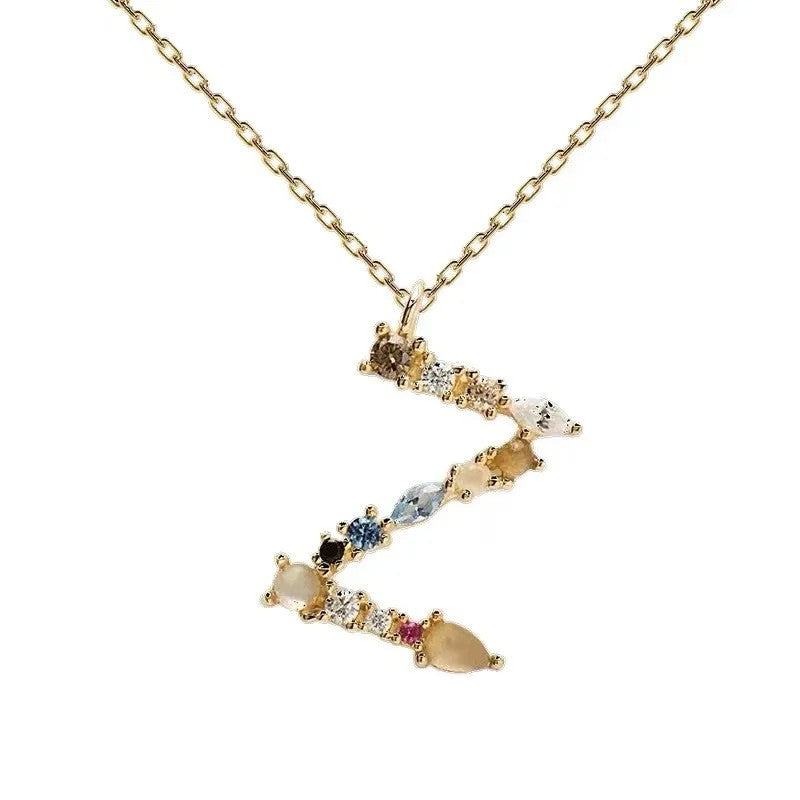 Colorful Zircon Initial Necklace