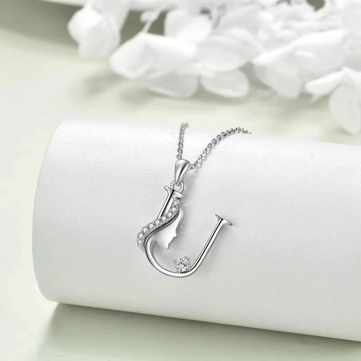 Crystal Initial Profile Necklace