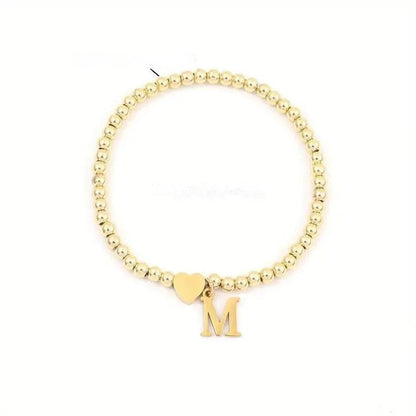 Heart & Initial Bead Bracelet