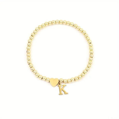 Heart & Initial Bead Bracelet