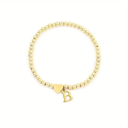 Heart & Initial Bead Bracelet