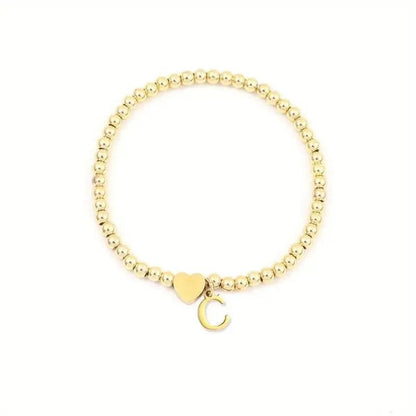 Heart & Initial Bead Bracelet