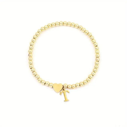 Heart & Initial Bead Bracelet