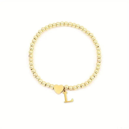Heart & Initial Bead Bracelet