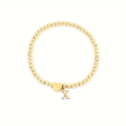 Heart & Initial Bead Bracelet