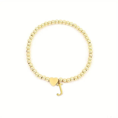 Heart & Initial Bead Bracelet