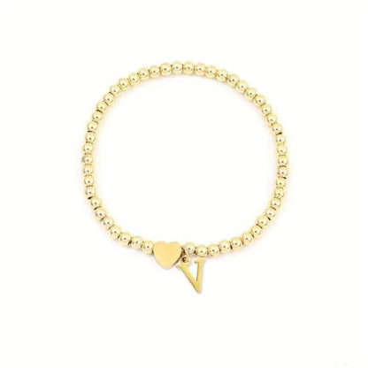Heart & Initial Bead Bracelet