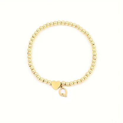 Heart & Initial Bead Bracelet