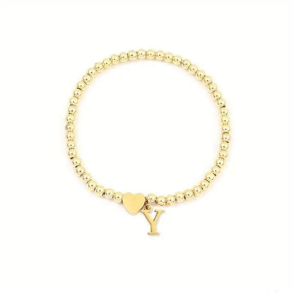 Heart & Initial Bead Bracelet