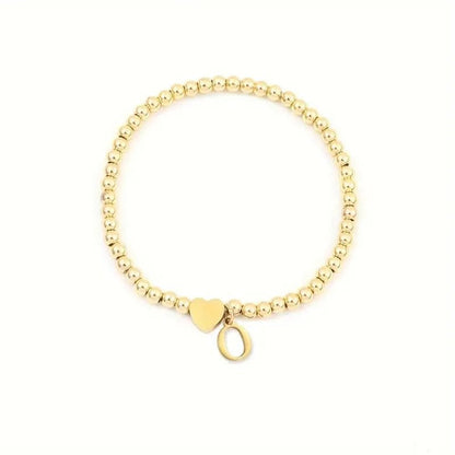 Heart & Initial Bead Bracelet