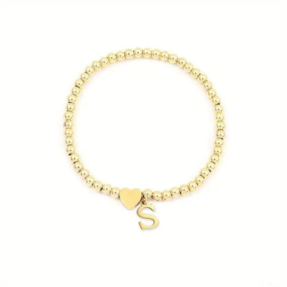 Heart & Initial Bead Bracelet