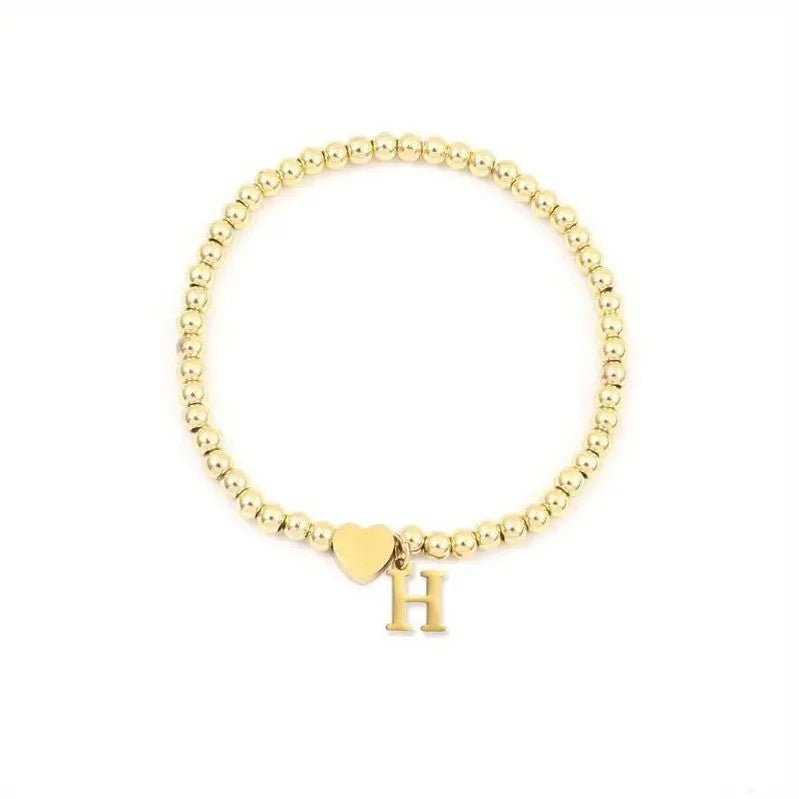 Heart & Initial Bead Bracelet