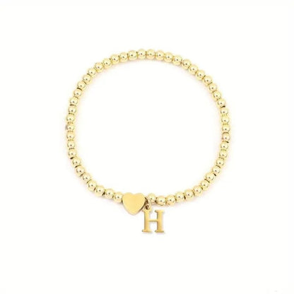 Heart & Initial Bead Bracelet