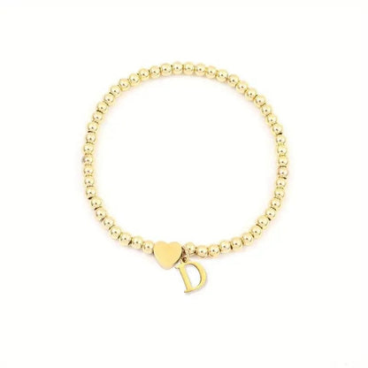 Heart & Initial Bead Bracelet