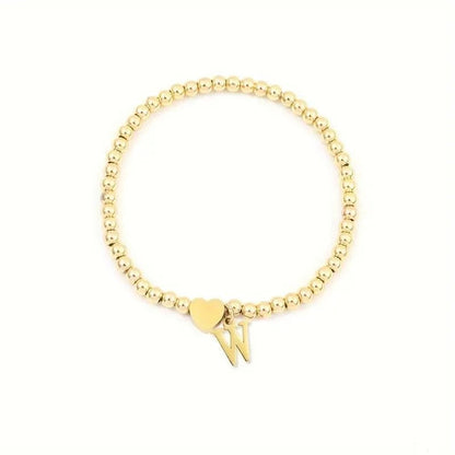 Heart & Initial Bead Bracelet