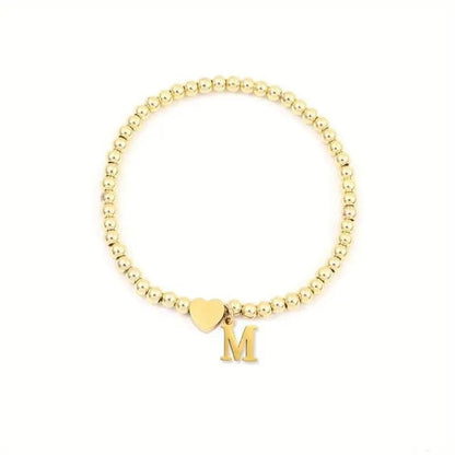 Heart & Initial Bead Bracelet