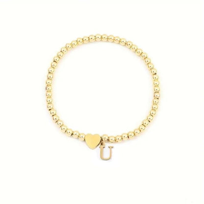 Heart & Initial Bead Bracelet