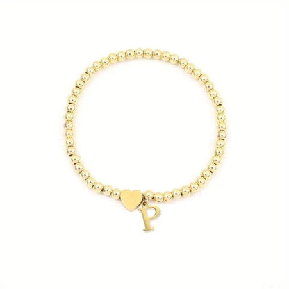 Heart & Initial Bead Bracelet