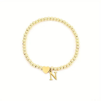 Heart & Initial Bead Bracelet