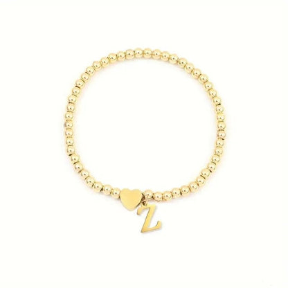 Heart & Initial Bead Bracelet
