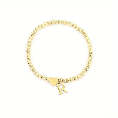 Heart & Initial Bead Bracelet