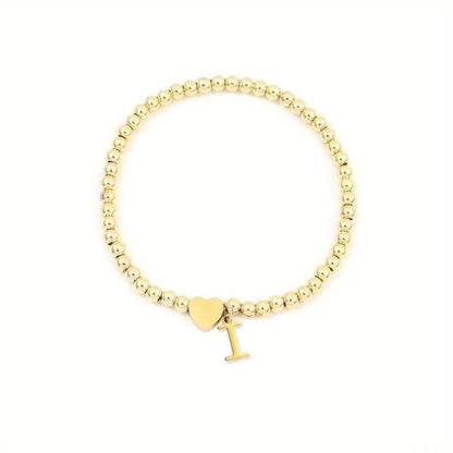 Heart & Initial Bead Bracelet