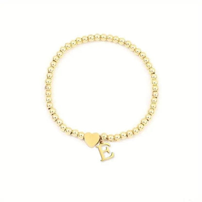 Heart & Initial Bead Bracelet